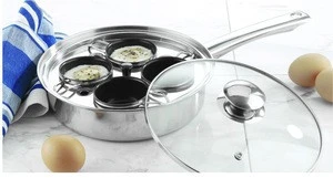 Stainless Steel egg poacher and cooker with 4pcs non-stick cups