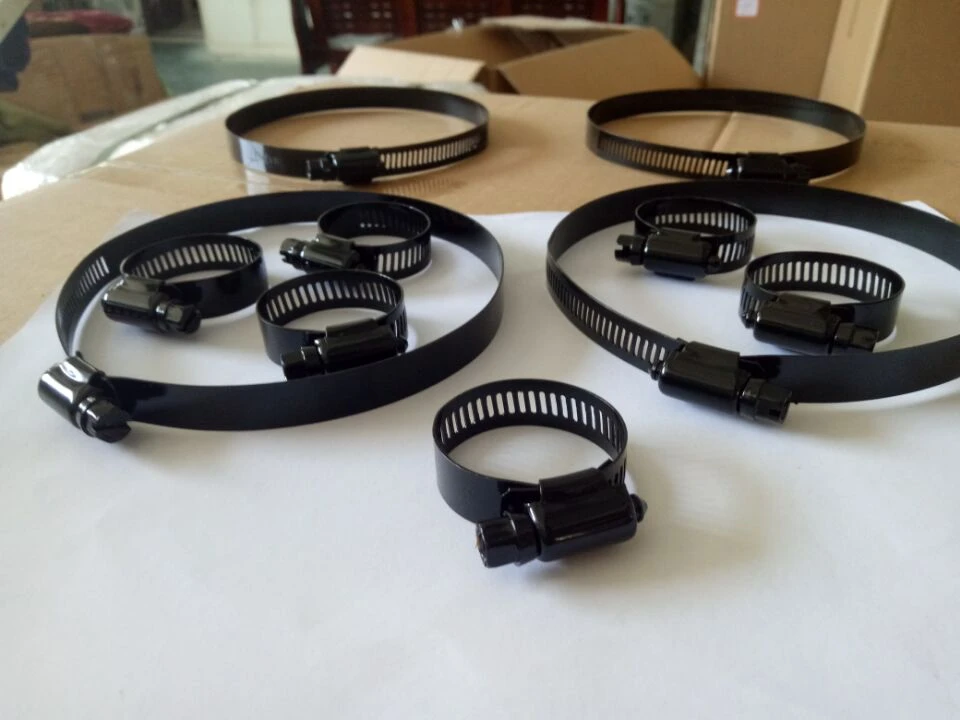 Stainless Steel hose clamps with Stainless Steel screw with black oxide coating