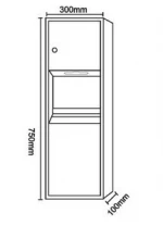 Stainless steel surface mounted paper towel dispenser , waste bin units D-7285E