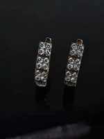 Standard Quality 18k Gold Plated Lab Grown Diamond Huggie Hoop Earrings for Women Party and Festival Wear
