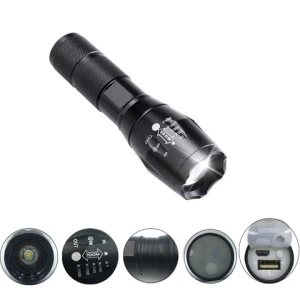 Super bright 400 lumens  LED torch 10w USB rechargeable zoomable flashlight torch with power bank