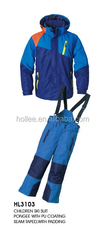 Taslon with PU coating Children ski kids suit