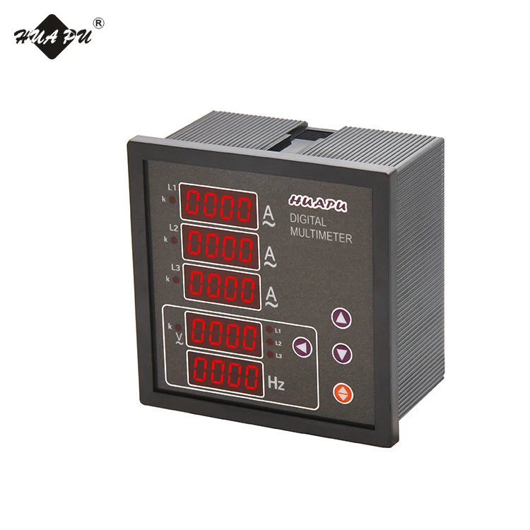 Three phase five rows LED digital panel UIF combination meter measure current voltage frequency 96*96mm