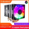 TISHRIC 4 Heat Pipes CPU Cooling Fan CPU Cooler 4 Pin PWM RGB PC For Intel LGA 1150 1151 1155 1200 1366 2011 X79 X99 AM3 AM4