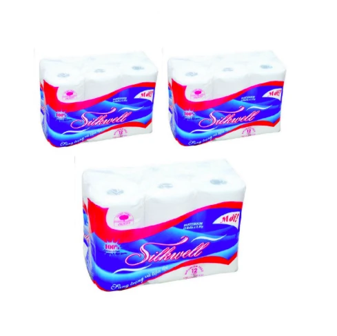 Toilet Tissue Paper Manufacturers Tissue Paper 2 Ply 12 Rolls Paper Bathroom Tissue ( Brand name: Silkwell )