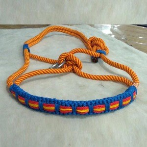 Traditional - Braided Spanish Flag - Red and Yellow 12 mm Rope Horse Halter