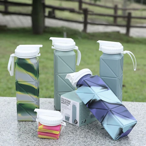 Travel Portable 620ml Silicone Folding Cup With Logo Water Cup 21Oz Bpa Free Silicone Camping Hiking Water Bottle