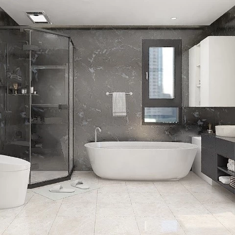 UK hot sale 1 meter wide Black Marble 100% waterproof bathroom PVC Wall panel & shower wall panel cladding