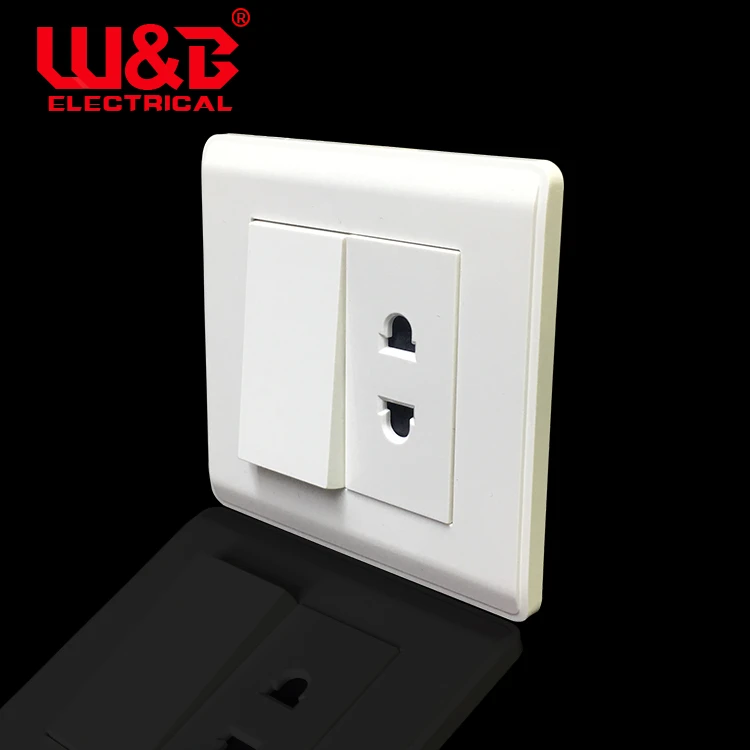 Uk power wall flat plug sockets face plate british 10A 1 gang 2 pin switch socket with lamp