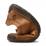 UMYOGO Lightweight Mens Casual Shoes Genuine Leather Mid top Slip On Walking Cowhide Driving Boots