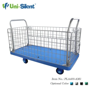Uni-Silent 400kgs Loading Heavy Duty Supermarket Cage Wire Mesh Hand Trolley PLA400N-AM1