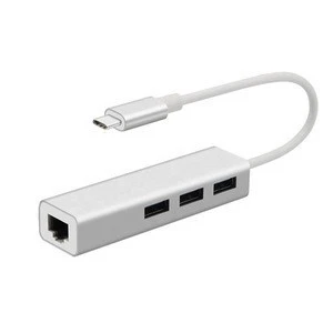 USB C Ethernet Rj45 Lan Adapter 3 Port USB Hub 1000Mbps Gigabit Ethernet USB 3.0 Network Card