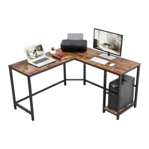 VASAGLE Furniture L Shaped Metal Frame Wood Writing Desk Table Home Large Corner Studio Computer Desk