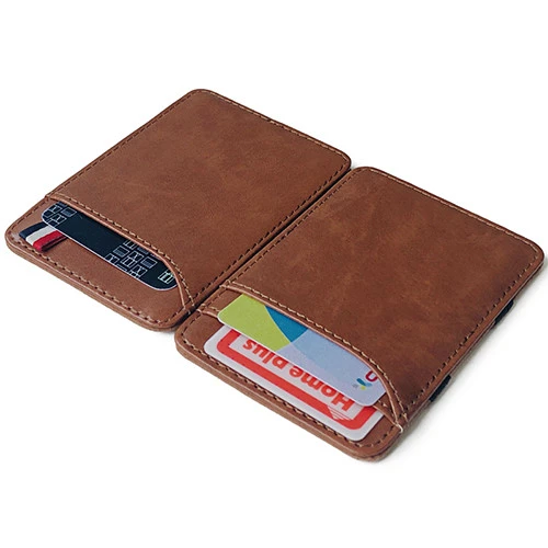 Vintage Pu Leather Magic wallet Money Clip Credit card holder
