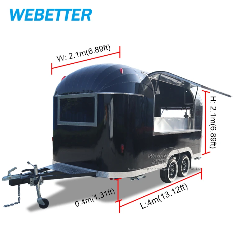 WEBETTER CE Approved semi -trailer 4 wheels food truck, cheap food trailer mobile food carts with VIN
