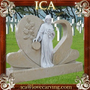 white marble &amp; sandstone mix tombstone for angel cemetery statues
