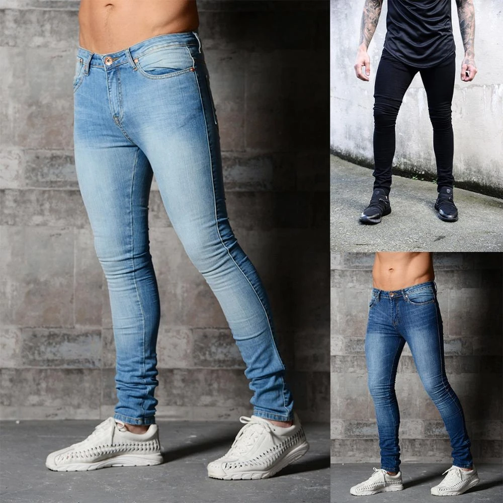Wholesale 2021 Denim Jeans Men Super Skinny Slim  Pencil  Pants Man Trousers