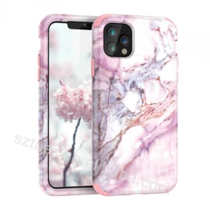 Wholesale 3in1 Heavy Duty Hybrid Full-Body Shockproof Mobile Phone Bags &amp; Case Marble Phone Case For Iphone 11