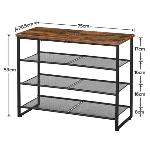 Buy Wholesale 4 Tier Shoe Racks Industrial Style Metal 4tier Shoe Stand ...