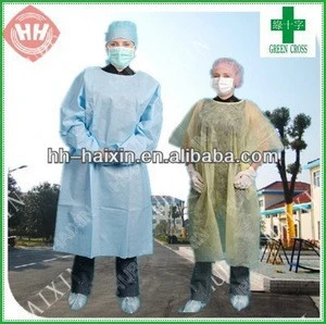 Wholesale cheap and fine disposable non-woven surgical isolation gown pp or sms material offered