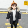 Wholesale Children Girls Clothes Kids Boutique Clothing Knee Length Thickened Warm Winter Newborn Baby Coat with Fur Hooded