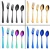 Import Wholesale China factory  gold plated stainless steel spoon, fork and knife  flatware set from China
