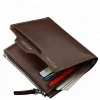 Wholesale custom brand short style leather wallet for men travel bifold