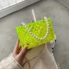 Wholesale custom pearl handle candy color box shape acrylic women evening shoulder bags ladies handbags clear clutch purses