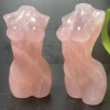 Wholesale hand carved rose quartz crystal women lady body shape for  healing stones for home decor