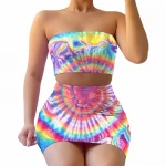 wholesale hot sale fashion cheap tube top tie dye ladies clothes women dresses  woman clothes