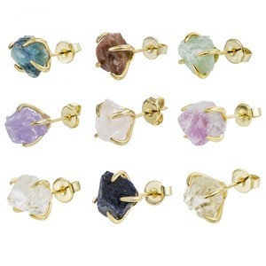 Wholesale Minimalist natural stone customized quartz crystal earrings