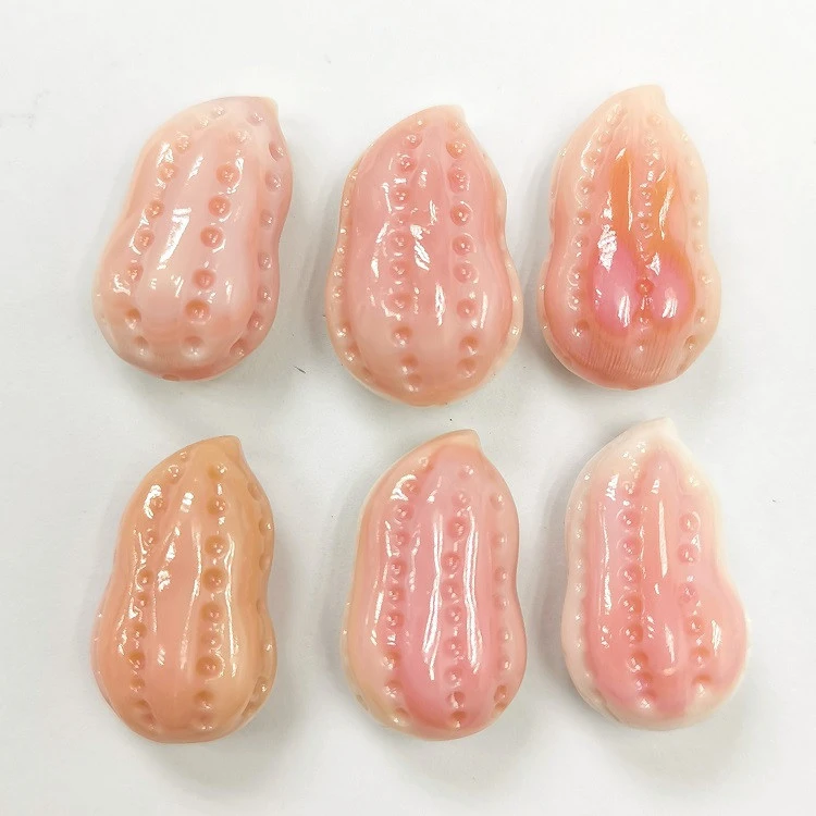 Wholesale OEM Mother of Pearl Natural Pink SeaShell 11x19 mm Peanut Carved with hole loose Beads Queen Conch for Jewelry making