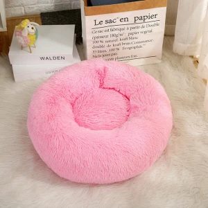 Wholesale Plush Pink Grey White Pet Cushion Round Cat Bed Dogs Pet Luxury Pet Sofa Bed