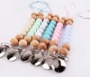 Wholesales Baby DIY Pacifier Clip Metal Dummy Wooden Silicone Beads Chain Non-toxic baby Teethers