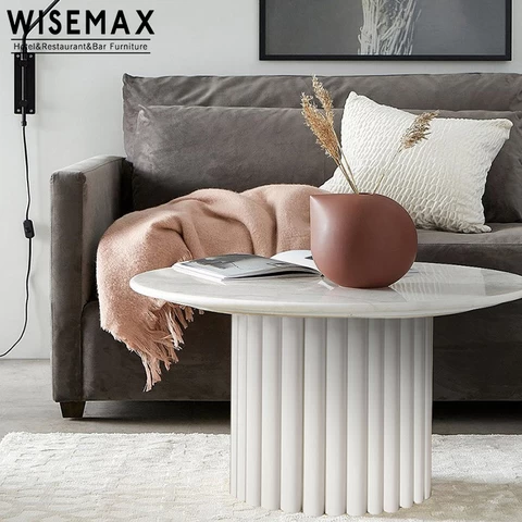 WISEMAX FURNITURE Nordic Style Solid Wood Roud Tea Table Living Room Creative Design Corner Table