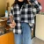 Import Women Blouses Turn-down Collar Spring Shirts Plaid All-match BF Batwing-sleeve Loose Outwear Harajuku Female 4 Colors Chic New from China
