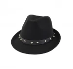 Women Rivet Belt Fedora Hats Australian Wool Felt Hot Sale Modern Winter Royal Blue 6-fedora Hat 6505009100 Plain Dyed Character