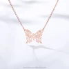 Womens Butterfly Stainless Steel Necklace Rose Gold Plated Origami Pendant Minimalist Bijoux Wholesale Jewelry