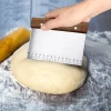 Wood Hand scraper Cake Bread Dough Cutter Baking Tool Stainless Steel Dough Scraper