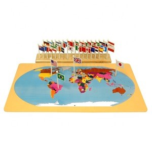 wooden educational toys montessori geography materials Flags of the World for children
