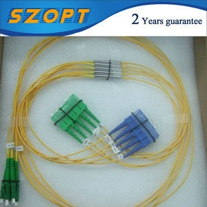 Y cable 1x2 SM coupler (1310&1550) 50:50,steel tube type,both end is 1Meter 2.0mm fiber with LC/PC connector