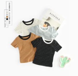 YE51050 latest style 2018 summer baby striped short-sleeved t-shirt