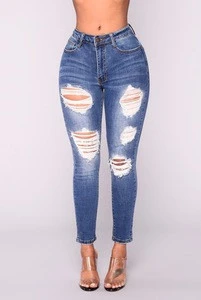 Young girl stretchy destroyed jeans hot pant denim ripped jeans women
