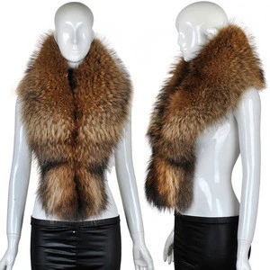 YR144 Fashion Luxurious Whole Skin Raccoon Fur Collar Shawl