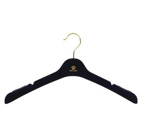 YY0698 custom luxury brand clothes hanger velvet plastic coat hanger with clips
