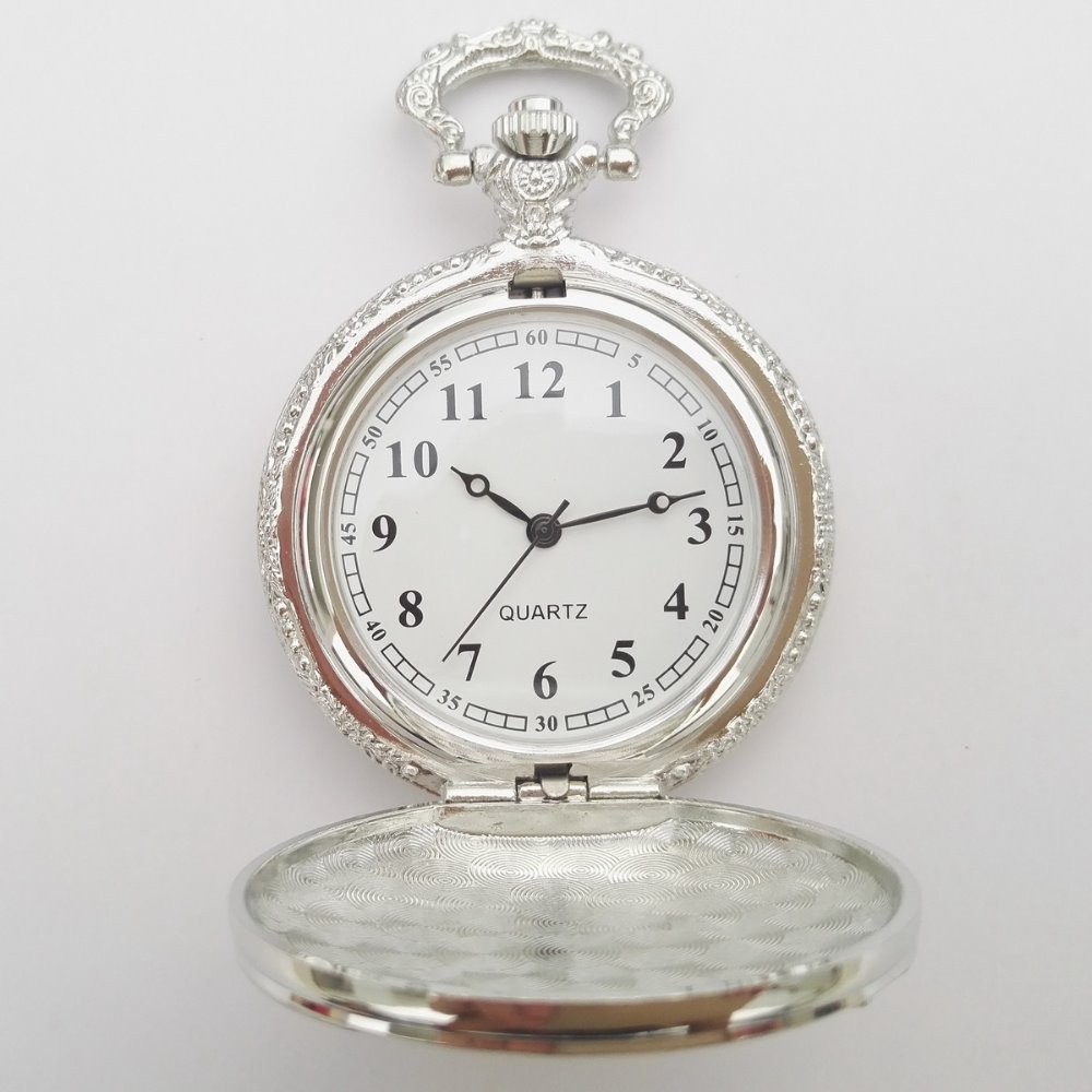Zinc alloy metal casing PC21 watch movement quartz pocket watch with horse image embossed hunter-case pocket quartz clock