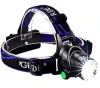 Zoomable 3 Modes Super Bright LED Headlamp with Rechargeable Batteries, Car Charger, Wall Charger and USB Cable