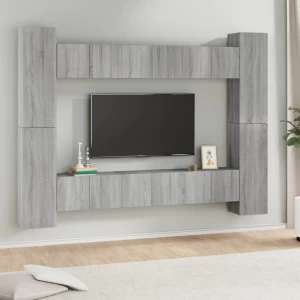 10-piece TV furniture set processed wood gray sonoma oak