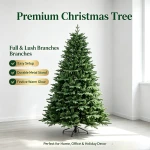 Premium PE Artificial Christmas Tree Pre‑Lit Warm White LED Lights Full Realistic Branches For Home Holiday Decoration