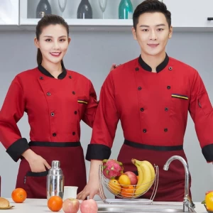 Chef's work clothes men's long-sleeved clothes hotel chef clothes